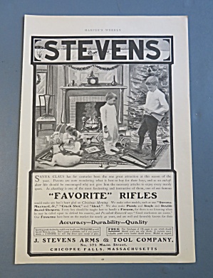 1908 J Stevens Arms & Tool Co W Boy & Gun For Christmas