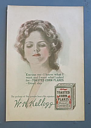 1908 Kellogg's Toasted Corn Flakes With Woman