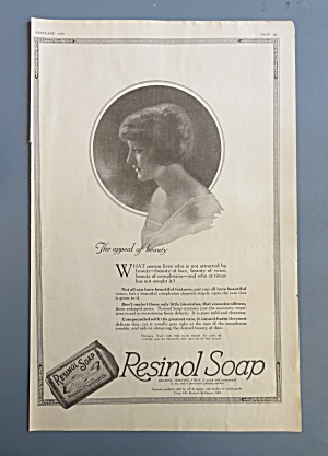 1920 Resinol Soap With Lovely Side View Of Woman