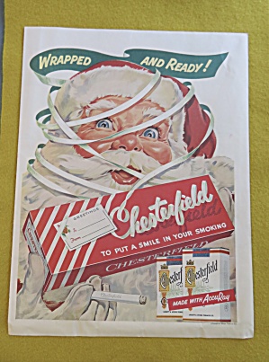 1955 Chesterfield Cigarettes W/ Santa Claus & Cigarette