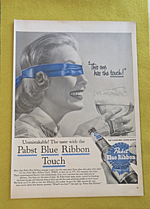 1956 Pabst Blue Ribbon Beer With Woman Blindfolded