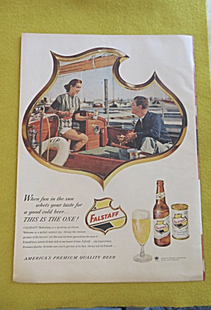 1956 Falstaff Beer With Man & Woman On A Boat