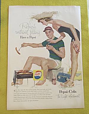 1956 Pepsi Cola (Pepsi) With Man Barbecuing Hot Dogs