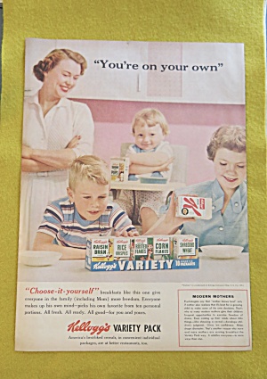 1956 Kelloggs Variety Pack With Children Picking Cereal