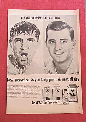 1957 Vitalis Hair Tonic With Pitcher Billy Pierce