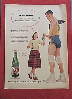 1957 Seven Up (7 Up) Soda With Girl & Basketball Player