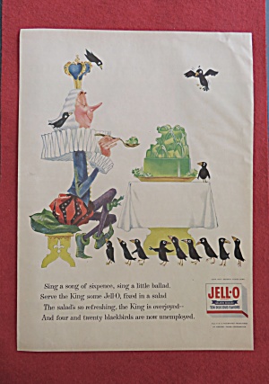 1957 Jell-o Gelatin Dessert With King & Black Birds