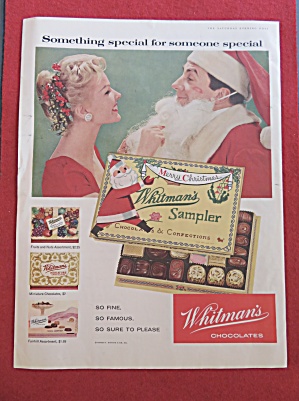 1957 Whitman's Sampler With Woman & Man As Santa