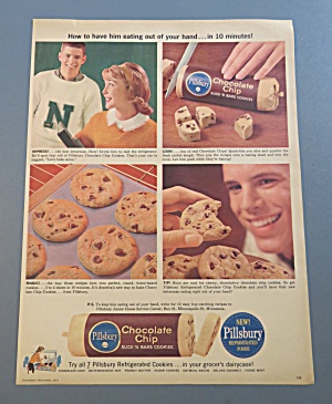 1961 Pillsbury Chocolate Chip Cookies With Slice & Bake