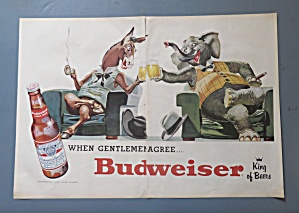 1956 Budweiser Beer With Donkey & Elephant