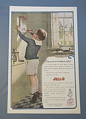1920 Jell-o Dessert W/ Little Boy Writing Jello On List