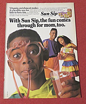 1990 Sun Sip With Boy Drinking Juice Through Face Straw