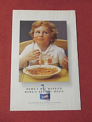 2003 Clorox Bleach With Boy Eating Spaghetti