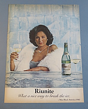 1980 Riunite Bianco With Lovely Woman Holding Glass