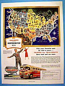 1949 National Trailways Bus System With Vacation & Play