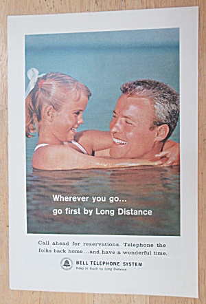 1963 Bell Telephone System W/man & Little Girl Swimming