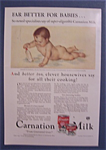 1931 Carnation Milk With Baby Laying On Belly & Playing