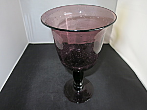 Vintage Purple Amethyst Blown Glass Goblet 10 Inches Tall