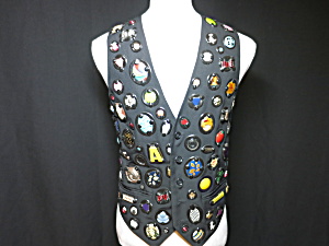 Womens Vest 50s To 70s Pin Buttons Retro Size Small
