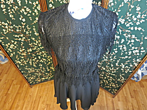 Vintage Night Way Black Flapper Formal Dress Size 4