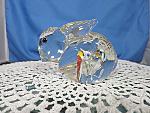 Murano Art Glass Bunny Rabbit Paperweight Millefiori Streams