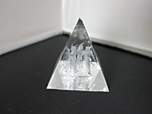 3 D Laser Paperweight Crystal Pyramid Angles Harp