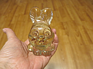 Vintage Goebel Clear Glass Bunny Rabbit Paperweight Figurine