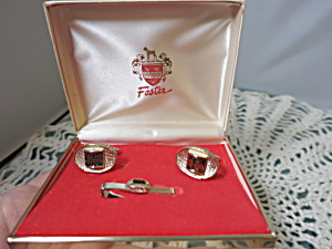 Vintage Foster Cufflinks And Tie Clip Boxed Set Circa 1950s