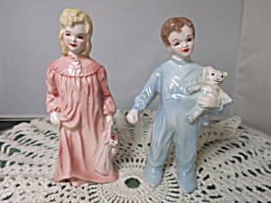 Vintage Florence Ceramics Winkum And Blinkum Pajama Boy & Girl