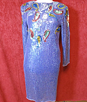 Vintage Swee Lo Sequin Silk Beaded Dress Size 10