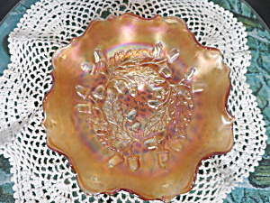 Vintage Fenton Art Glass Acorn Carnival Glass Bowl Marigold