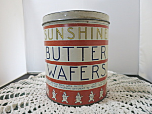 Vintage Sunshine Butter Wafers Tin Loose Wiles Biscuit Co. Ny