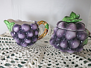 Lefton Grape Cluster Creamer And Sugar Bowl