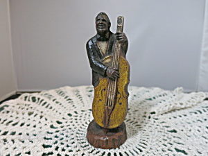 Vintage Syroco Wood Musician Playing The Cello Figurine 5 Inches