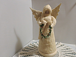 Vintage Hand Spun Cotton Angel Tree Top With Porcelain Face