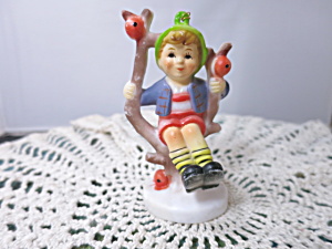 Boy Apple Swing Hong Kong Ornament Figurine Plastic Hummel Lookin