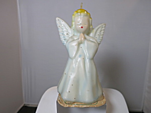 Vintage Angel Praying Candle Blue Dress Best Guess Made By Gurley