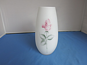 White Cased Clear Satin Glass Bud Vase Floral Rose