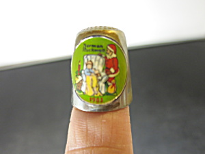 Vintage Thimble Norman Rockwell Santa With Child In Chair 1983