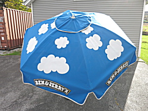 Ben & Jerry's Patio Umbrella Ice Cream Beach Blue Logo