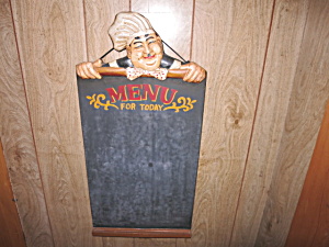Vintage Chef Menu Chalkboard 3d Wooden. Measures 24 1/4 X 11 3/4