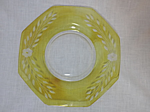 Yellow Hexagon Glass Plate Satin Etched 9 1/2 Inch