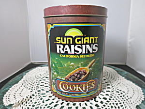 Vintage Sun Giant Raisins California Seedless Cookies Tin 1980s