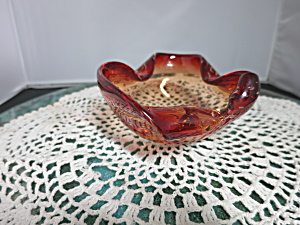Murano Glass Cigar Ashtray Bowl With Controlled Air Bubbles