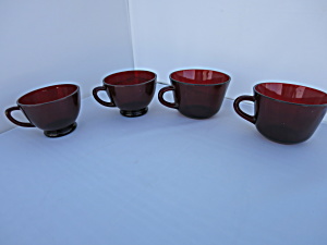 Anchor Hocking Royal Ruby Red Coffee And Tea Cups Four