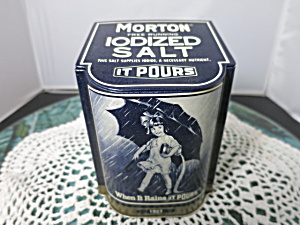 Morton Iodized Salt When It Rains It Pours 1921 Tin Circa 1990a