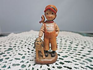 Anri Ferrandiz High Hopes Figurine Boy With Dog Bird Carved Wood