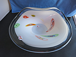 Millefiori Murano Italian Art Glass Bowl Opaline