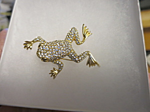 Frog Brooch Christian Dior Signed Gp Swarovski Crystals