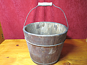 Antique Wooden Bucket With Bail Handle